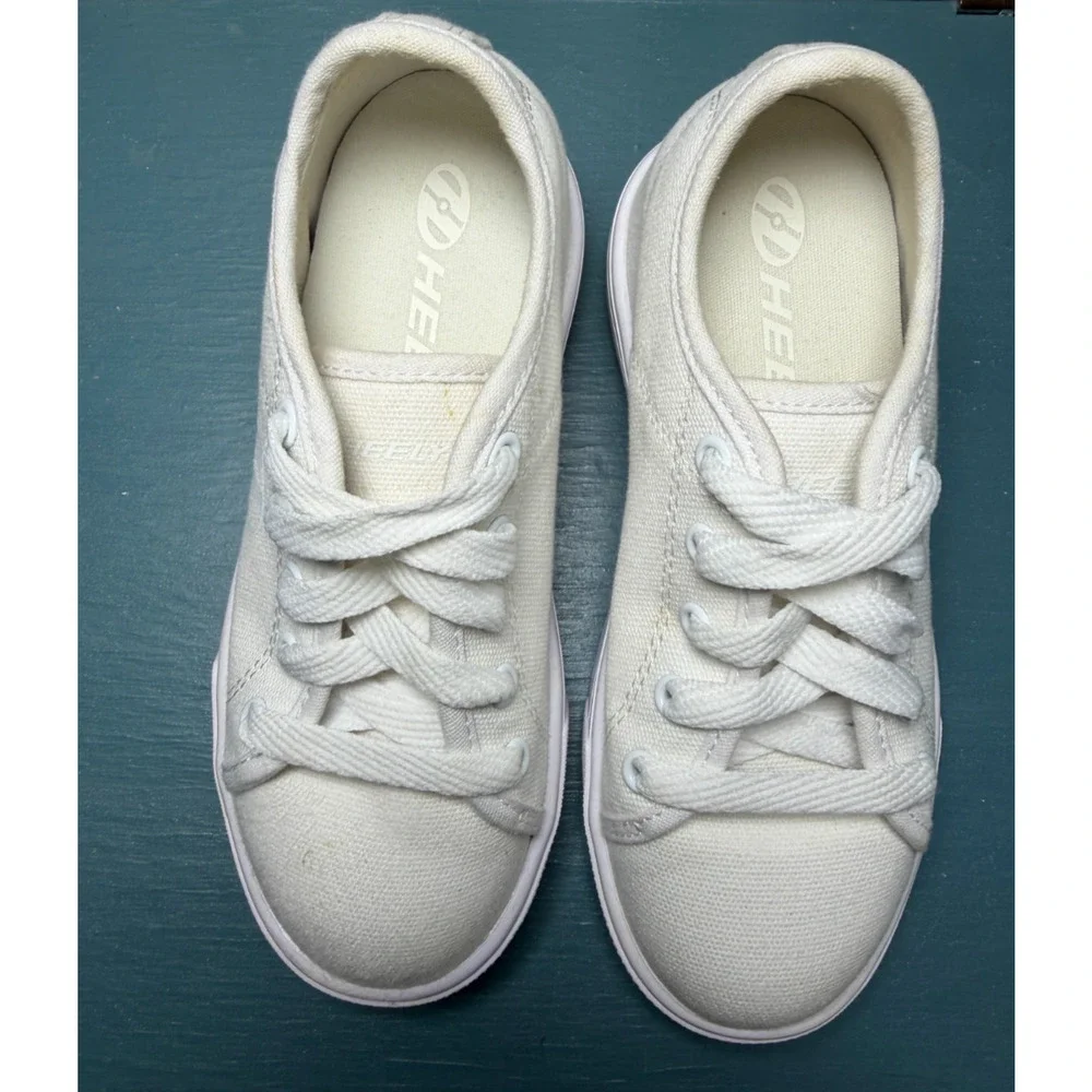 Heelys White Canvas Roller Skate Shoes Kids Size 13 HES10454 Wheels Sneakers